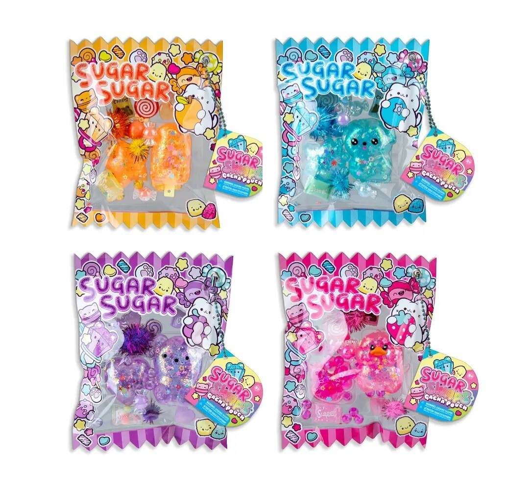 Sugar Sugar Sugar Snaps Gacha Pouch – Pink Glitter Squishy
