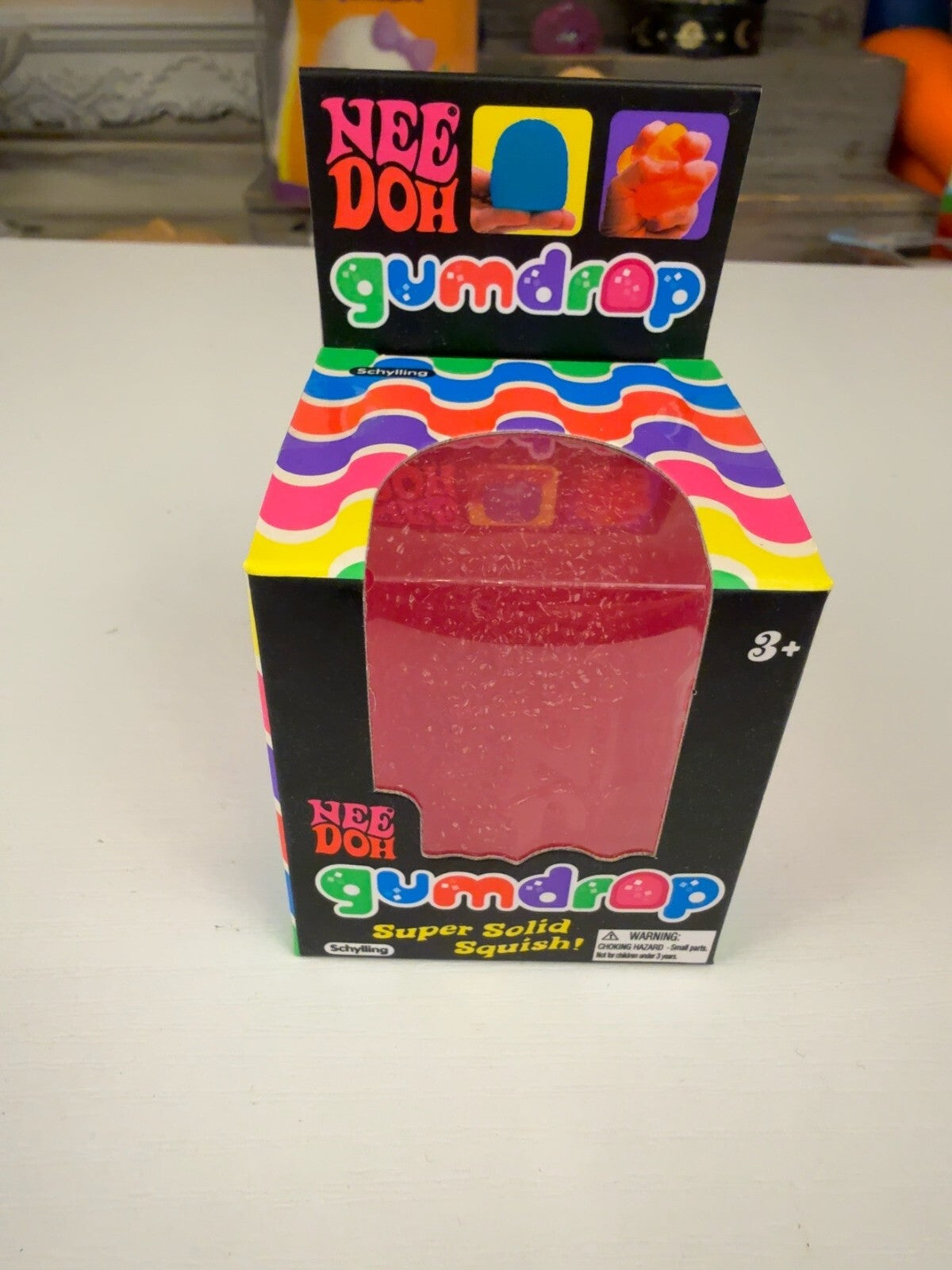 Authentic Schylling NeeDoh Gumdrop Red Super Solid Squishy NEW Stress Toy