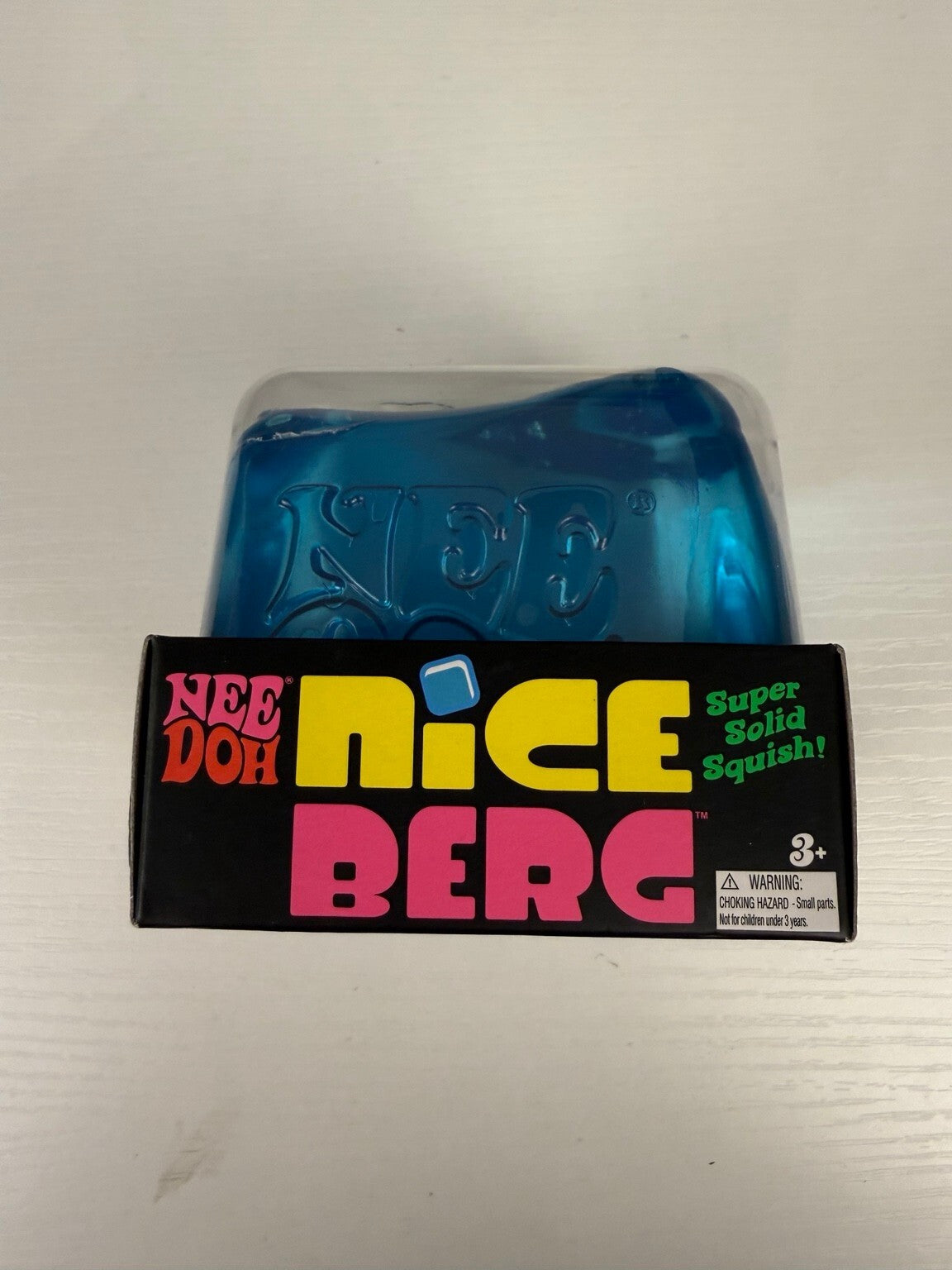 Authentic Schylling NeeDoh Nice Berg Super Solid Squish Blue Ice Cube Toy