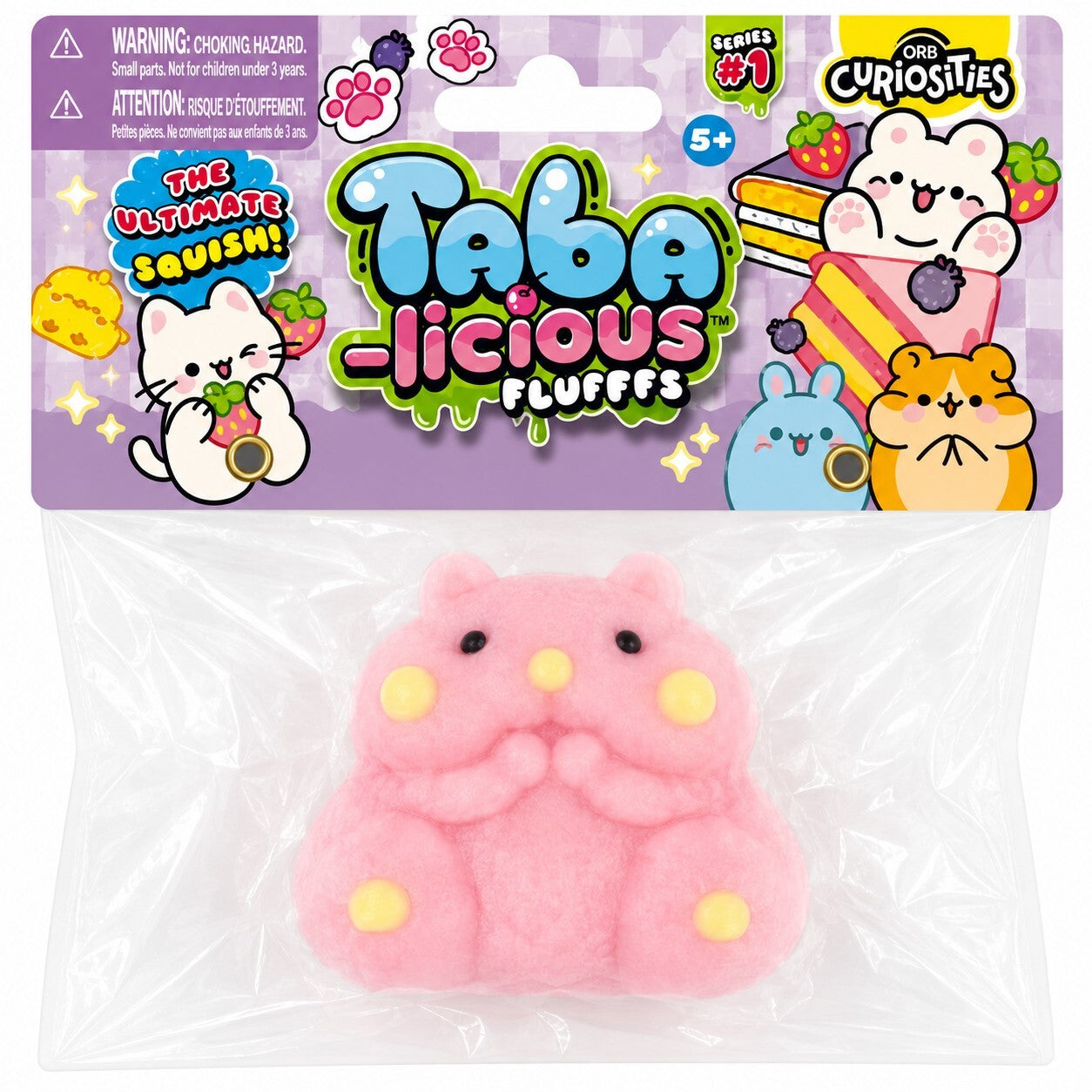 ORB Taba-Licious Fluffs Pink Hamster Squishy Series 1 Sensory Toy Sealed
