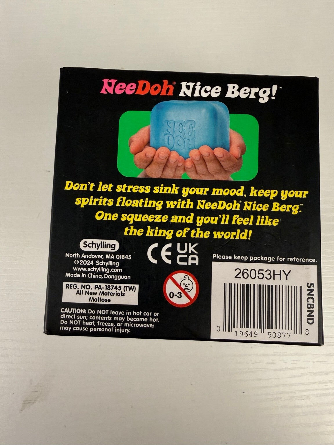 Authentic Schylling NeeDoh Nice Berg Super Solid Squish Blue Ice Cube Toy