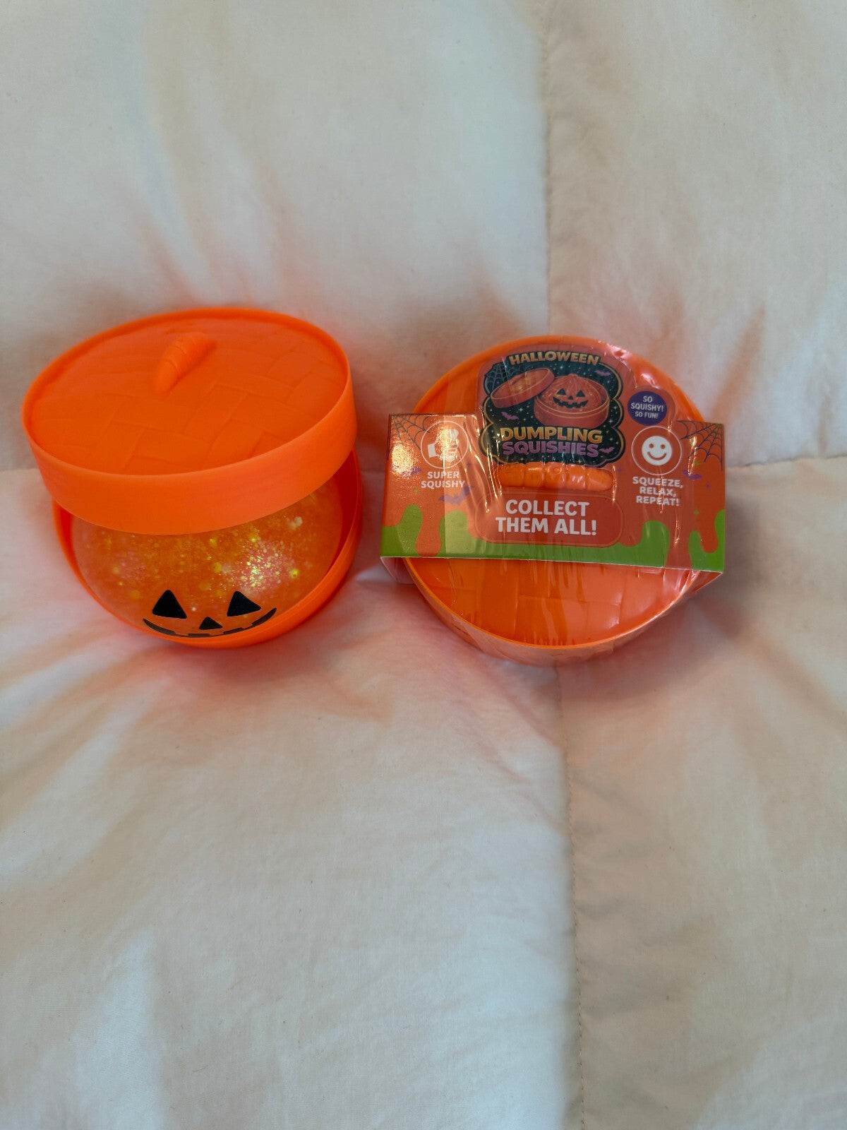 FUN DOH Halloween Pumpkin Dumpling Squishy Glitter Sensory Toy Sealed