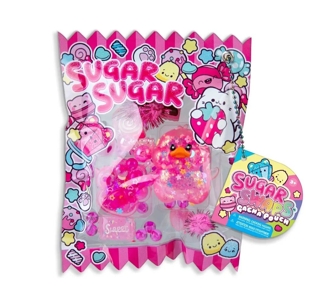 Sugar Sugar Sugar Snaps Gacha Pouch – Pink Glitter Squishy