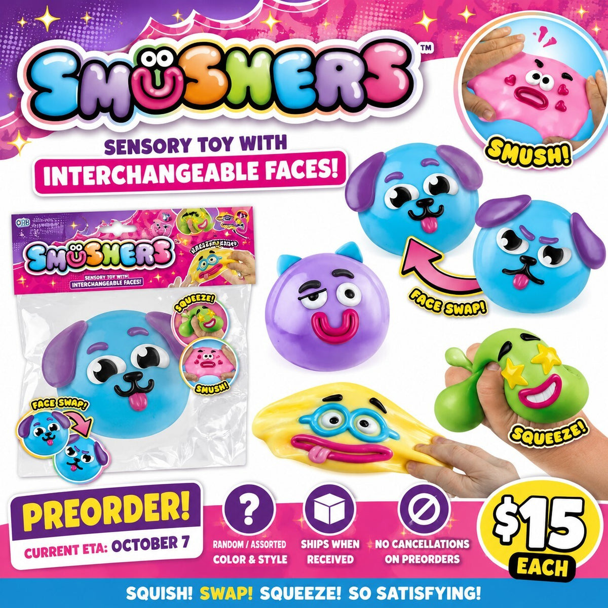 PREORDER - Smushers Sensory Toy with Interchangeable Faces – PREORDER