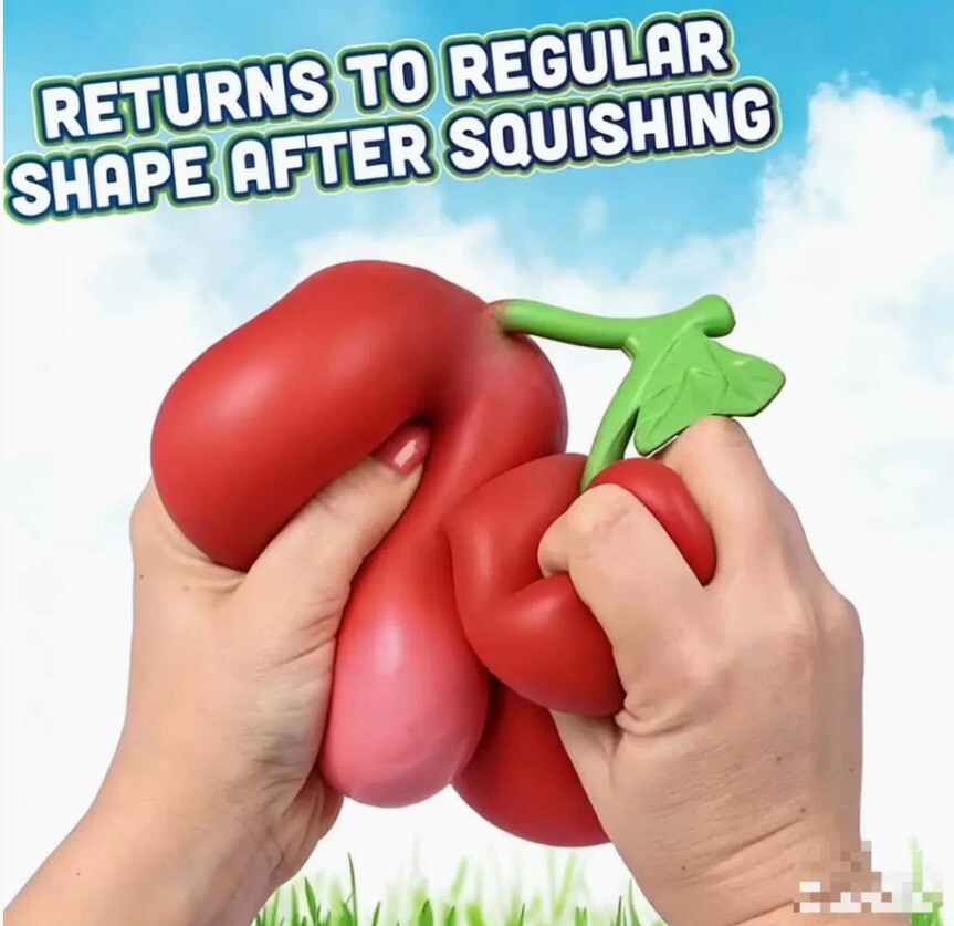 Jumbo Double Cherry Squishy Stress Toys – HUGE 7" – Lot of 6