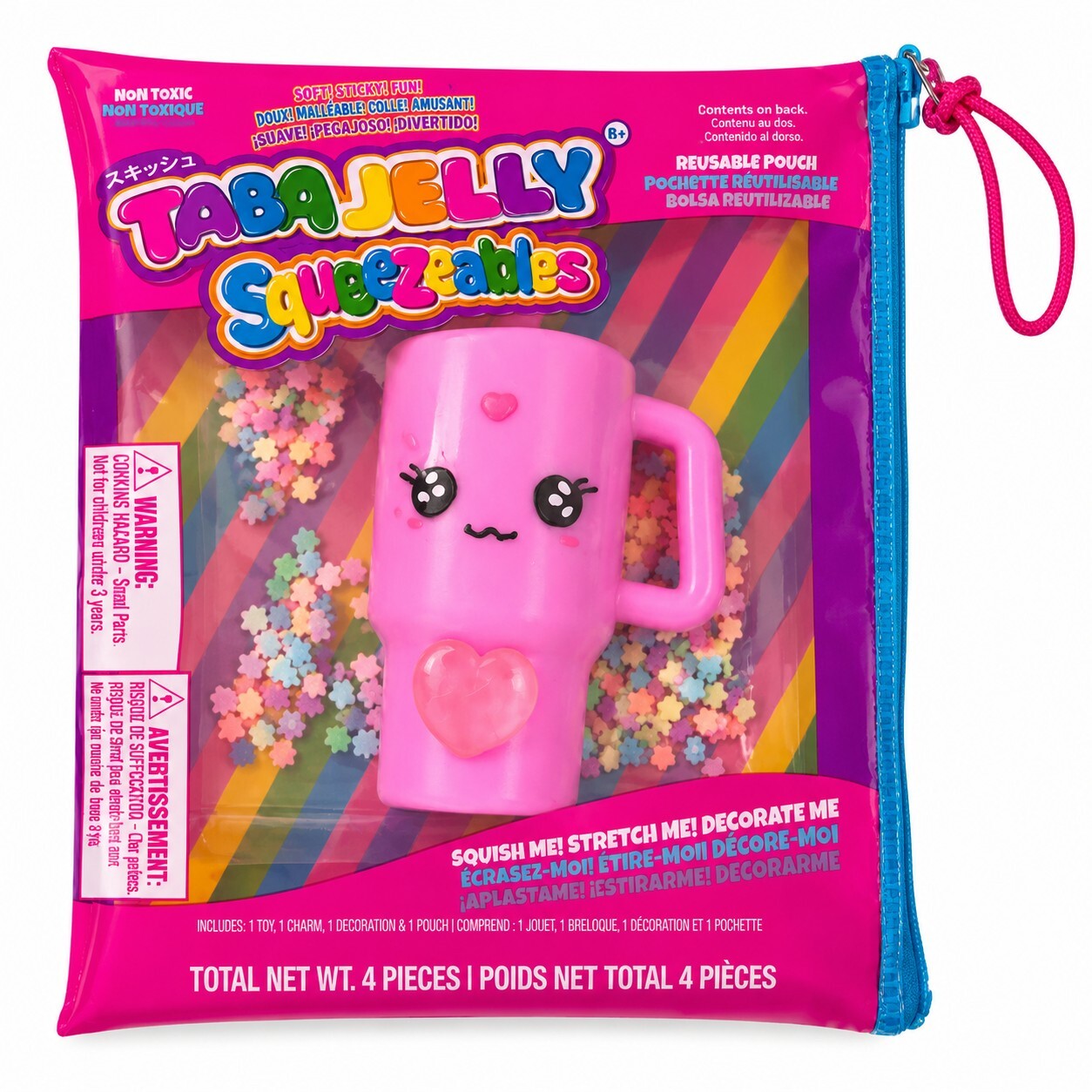 TabaJelly Pink Mug Squeezeables Squishy w Decor & Reusable Pouch New Sealed